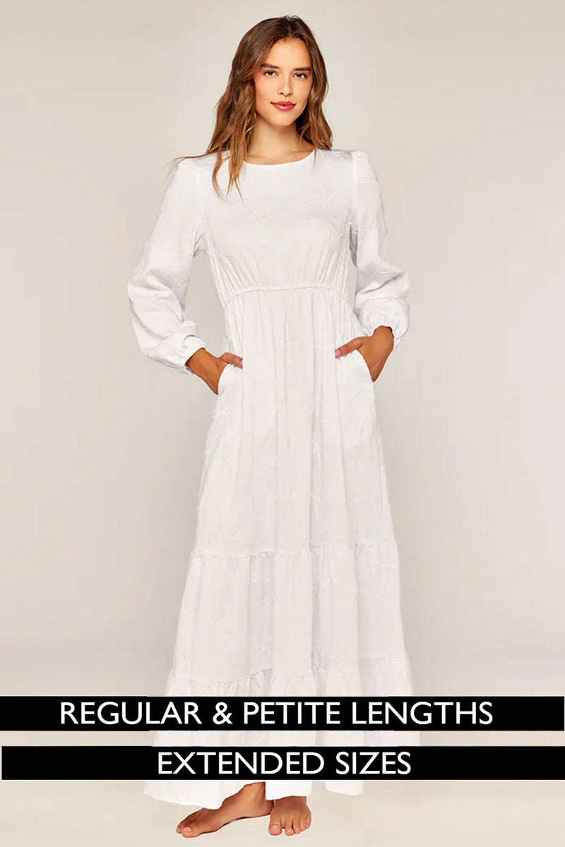 The Berkeley Embroidered Temple Dress in White S / Regular