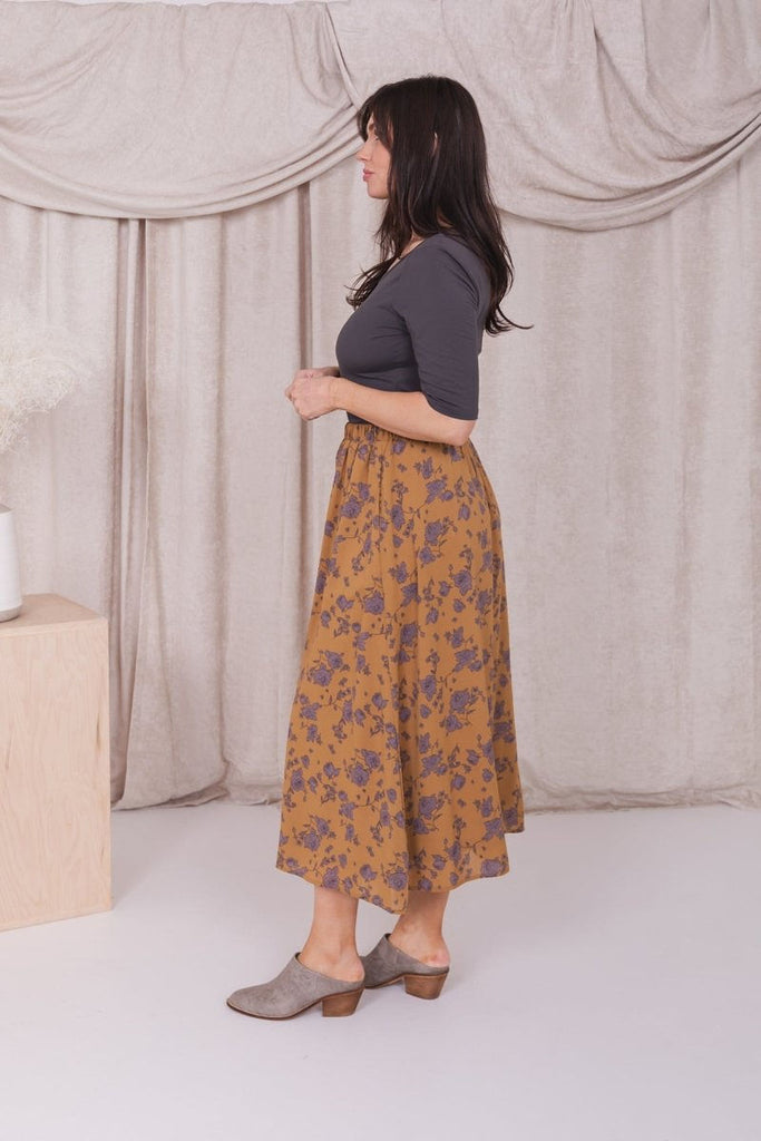 The Stacy Maxi Skirt in Gold Combo Roses