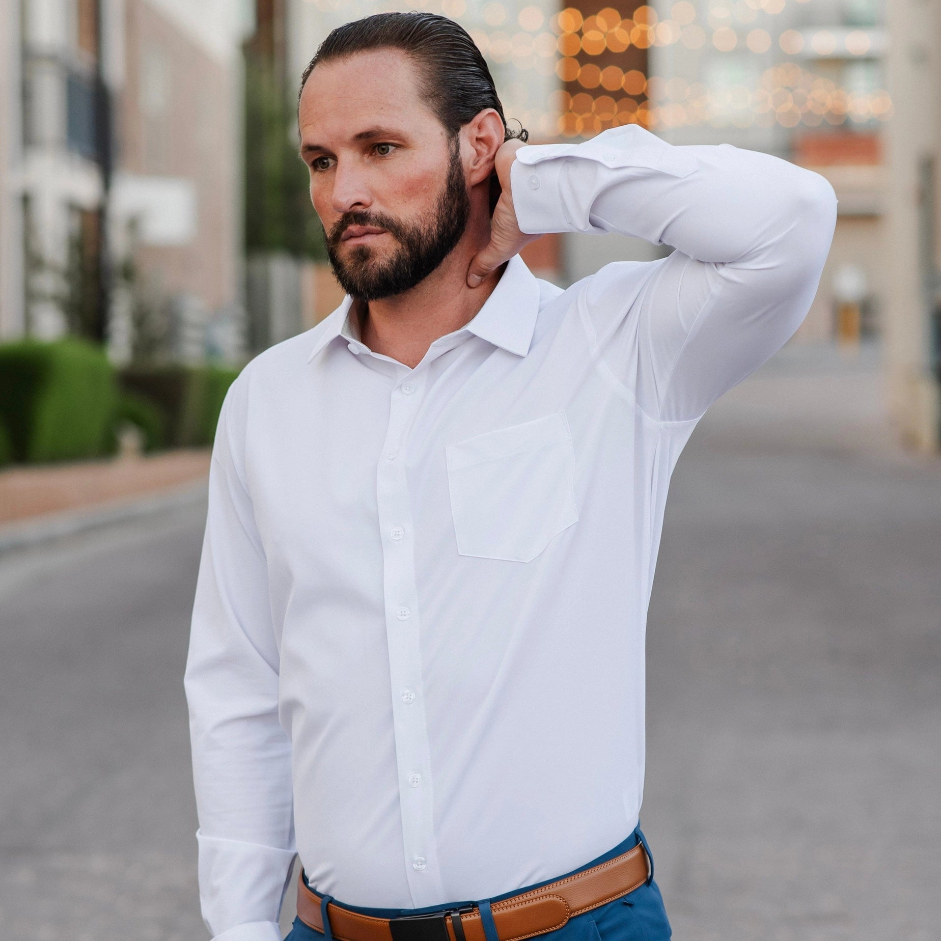 Tough Apparel Men's White Shirt Long Sleeve Slim M Tough Apparel Men's White Shirt Long Sleeve Slim M