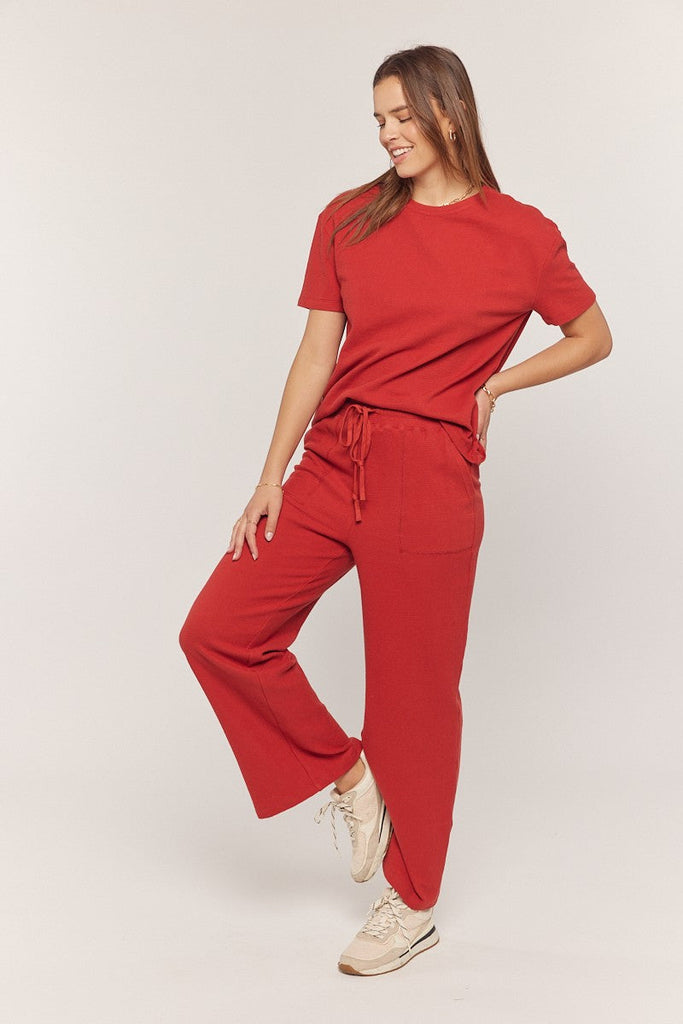 The Dominique Knit Wide Leg Pants in Intense Rust