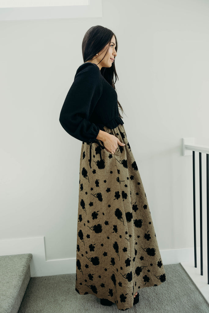 The Yara Maxi Dress in Dark Ivy