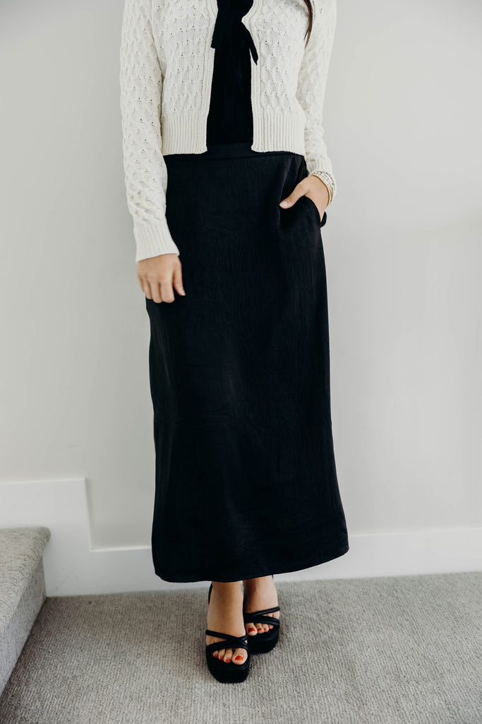 Silk Maxi Skirt in Black