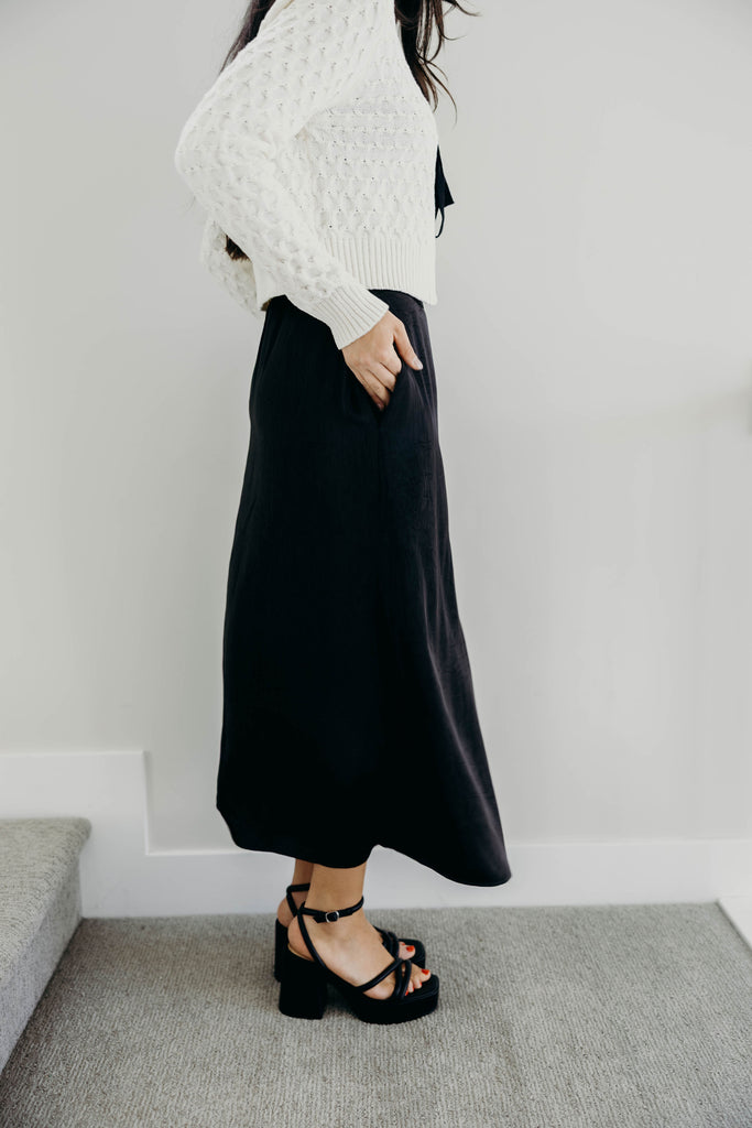 Silk Maxi Skirt in Black