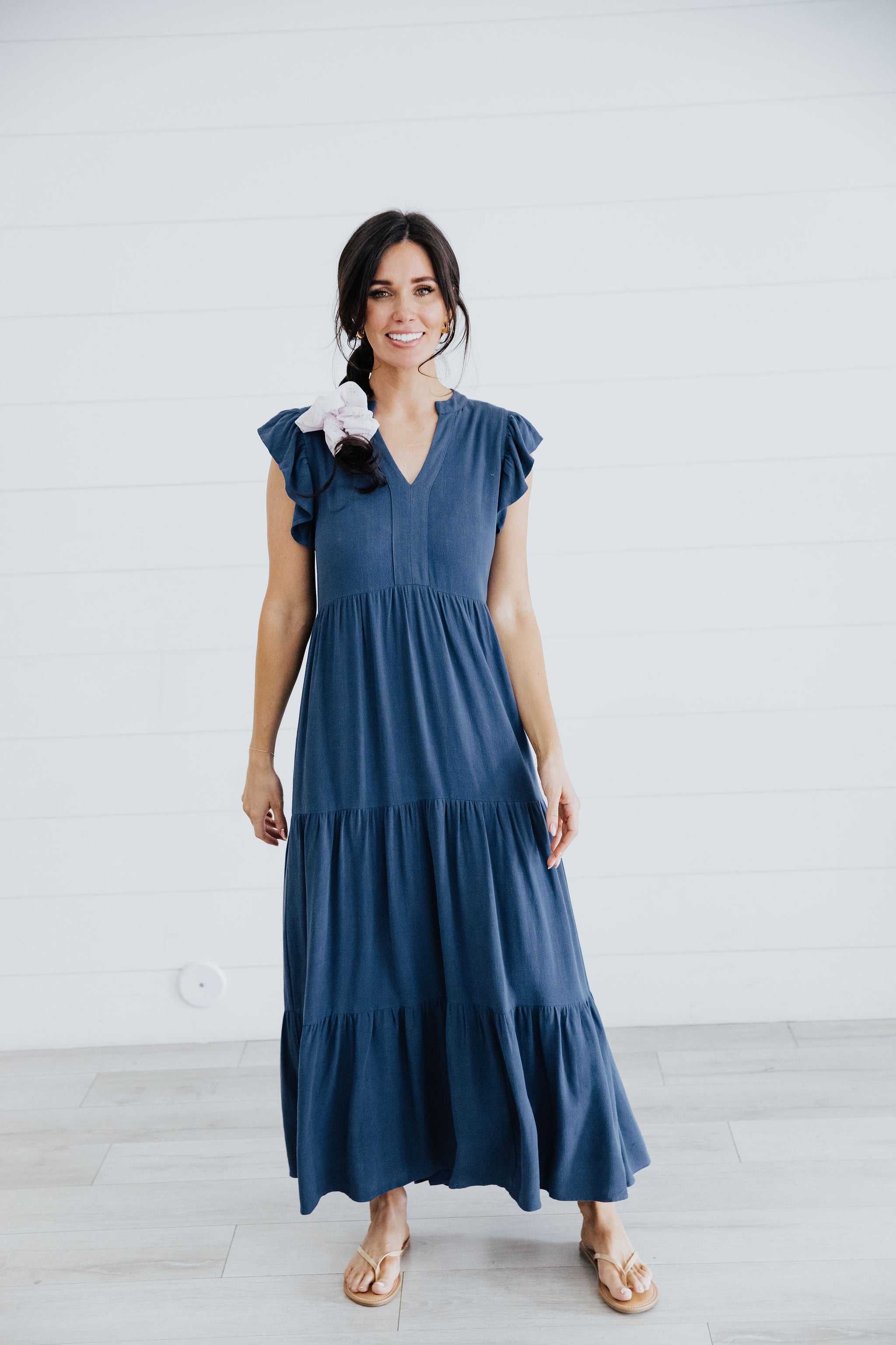 Blue grey maxi dress online