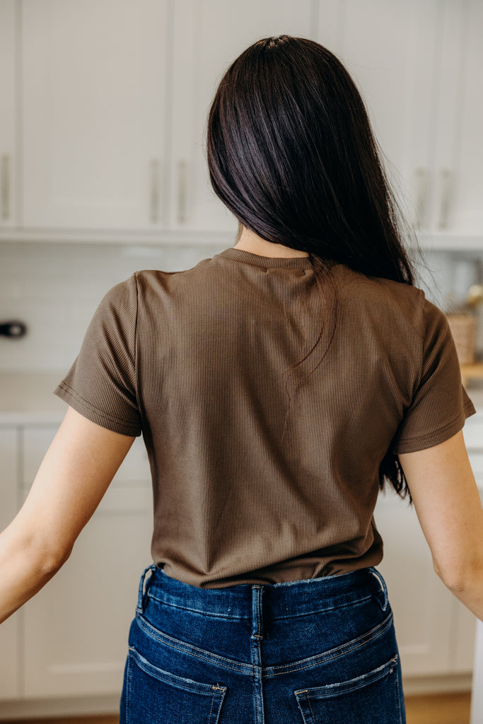 Short Sleeve Ribbed Tee in Laurel Oak