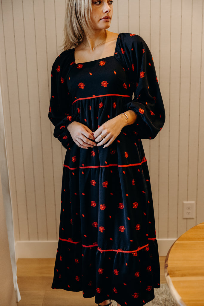 The Felicity Maxi Dress in Firefly Red