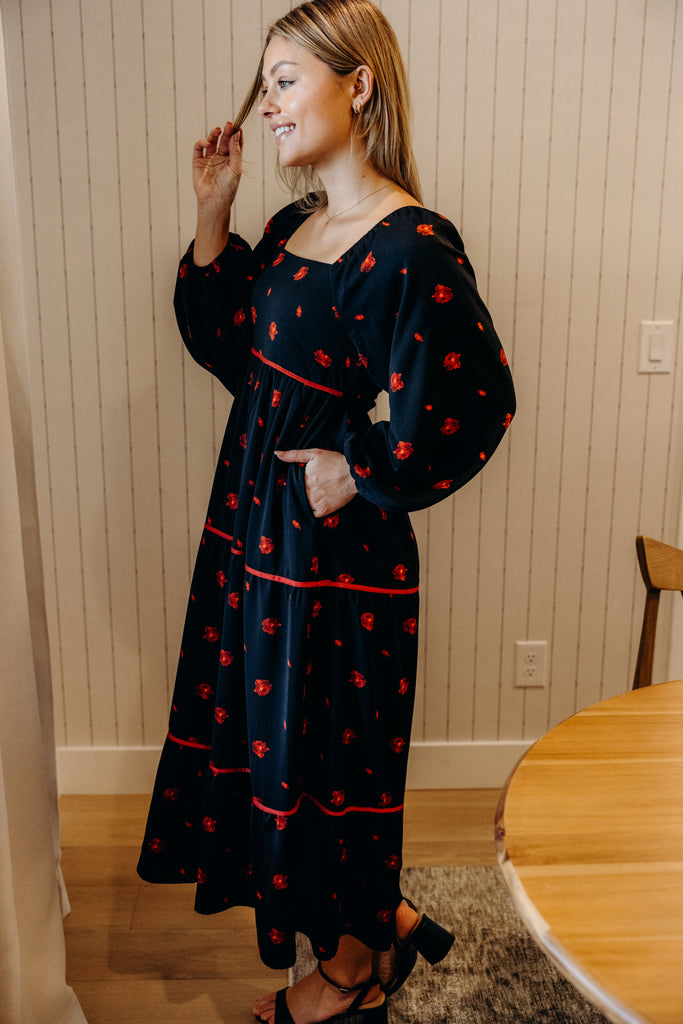 The Felicity Maxi Dress in Firefly Red