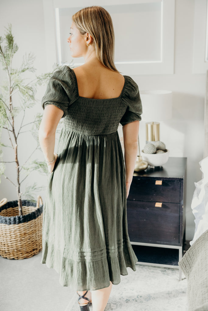 The Bronte Midi Dress in Calla Green