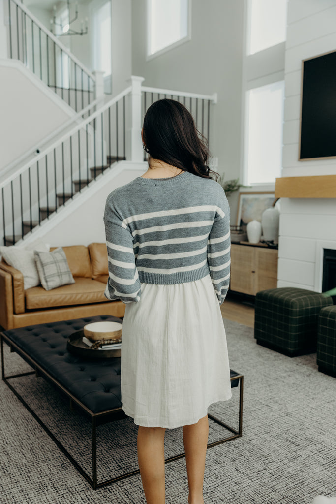 The Cameron Midi Dress in Light Gray
