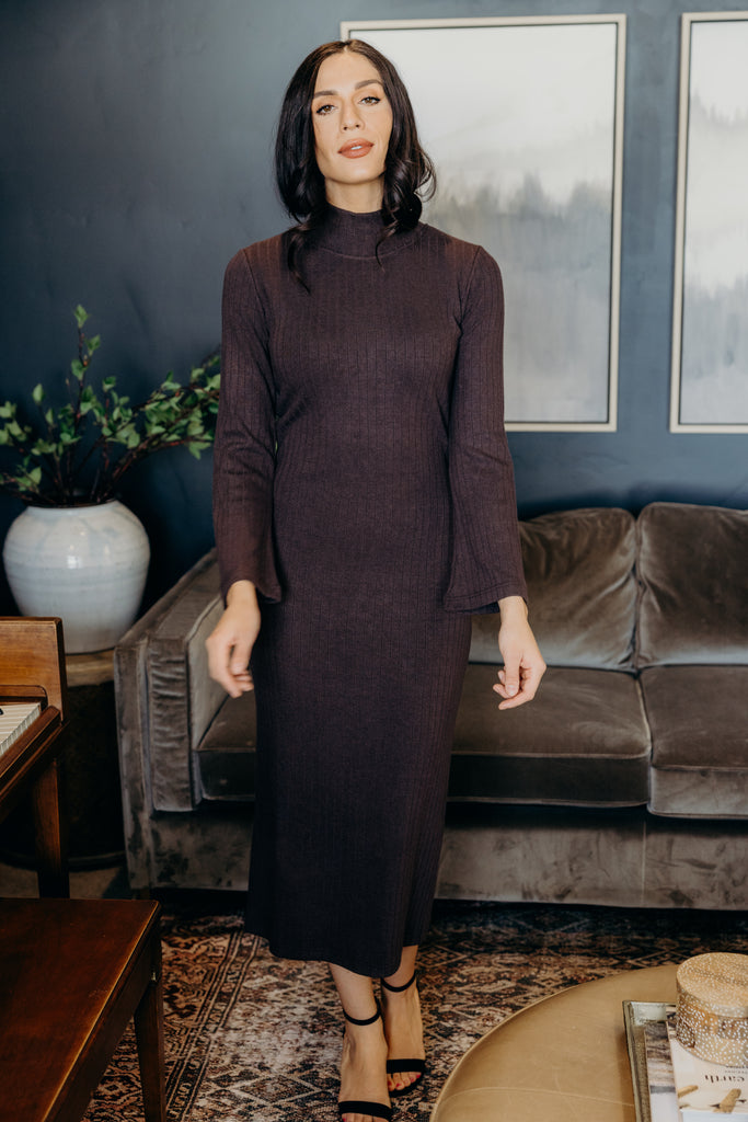 The Boston Midi Dress in Smoky Walnut