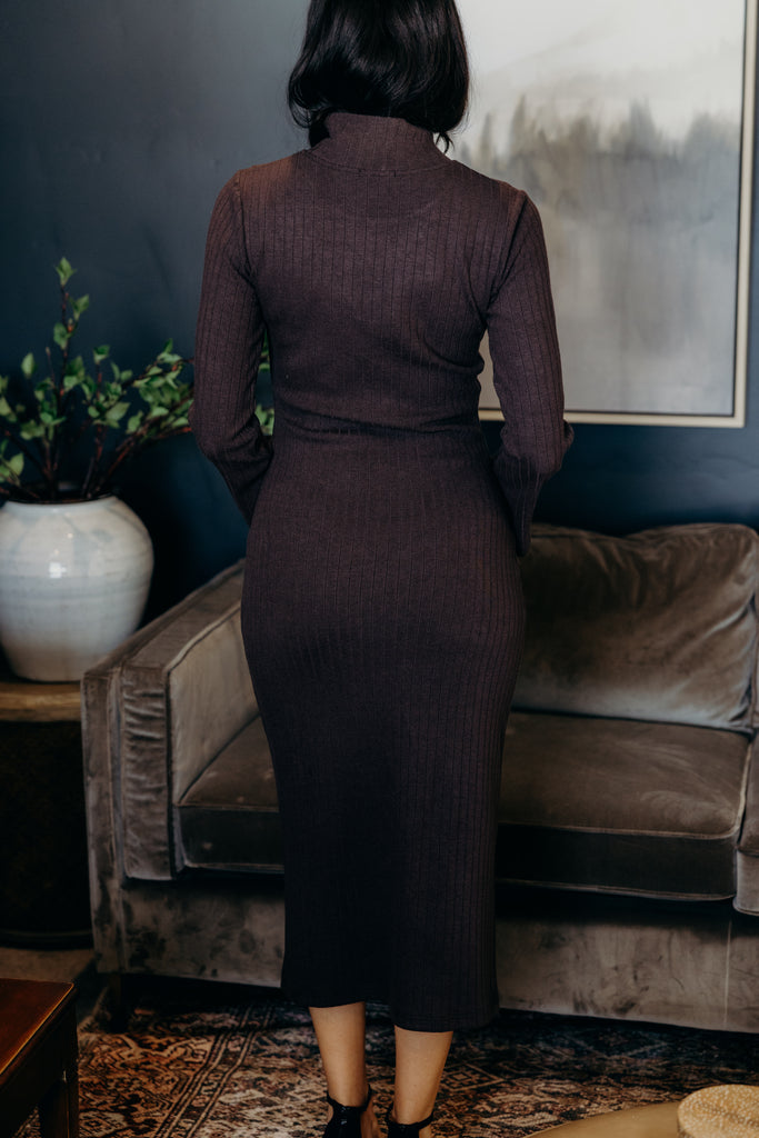 The Boston Midi Dress in Smoky Walnut