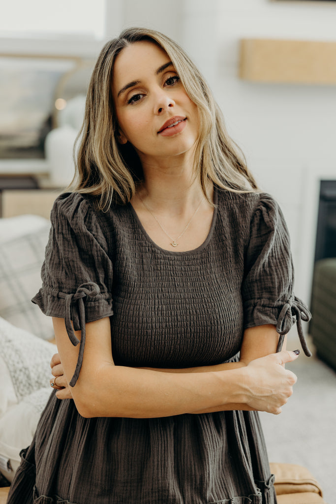 The Merritt Midi Dress in Luminous Gray