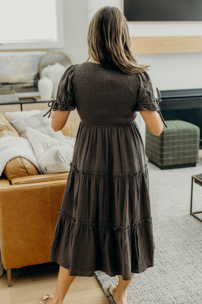 The Merritt Midi Dress in Luminous Gray