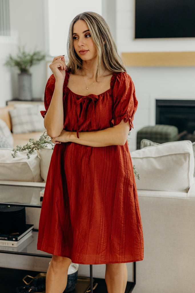 The Mitchell Midi Dress in Brick