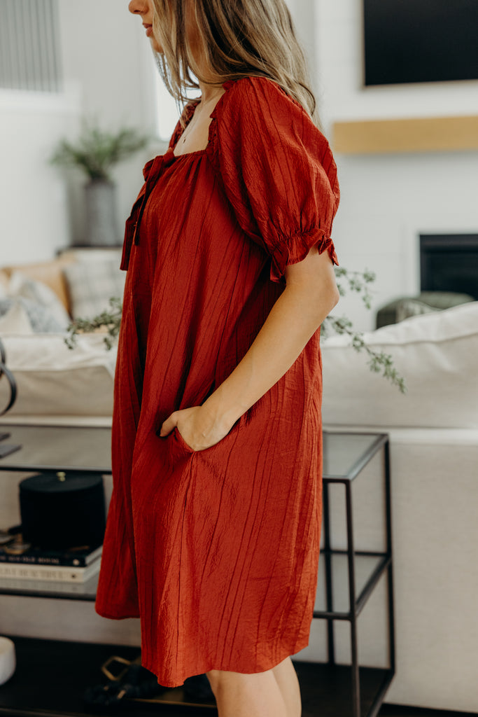 The Mitchell Midi Dress in Brick