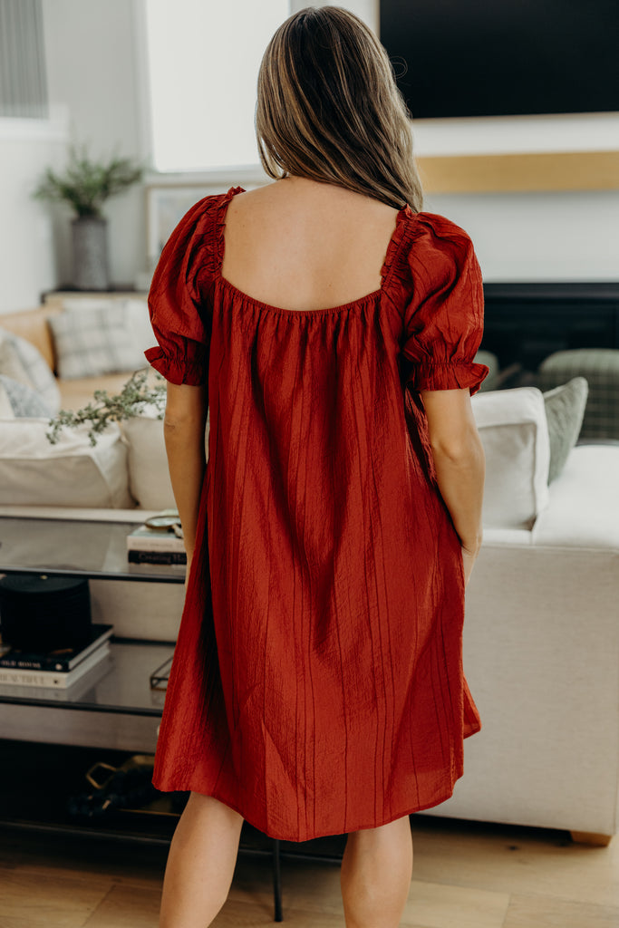 The Mitchell Midi Dress in Brick