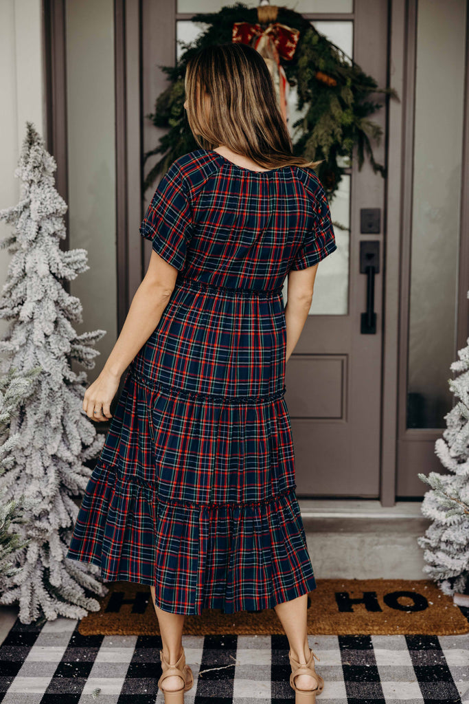 The Serena Midi Dress in Heritage Plaid