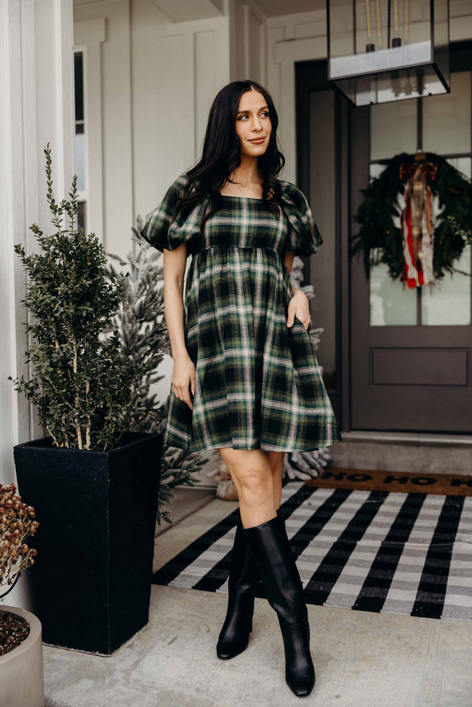 The Tatum Dress in Pine Check