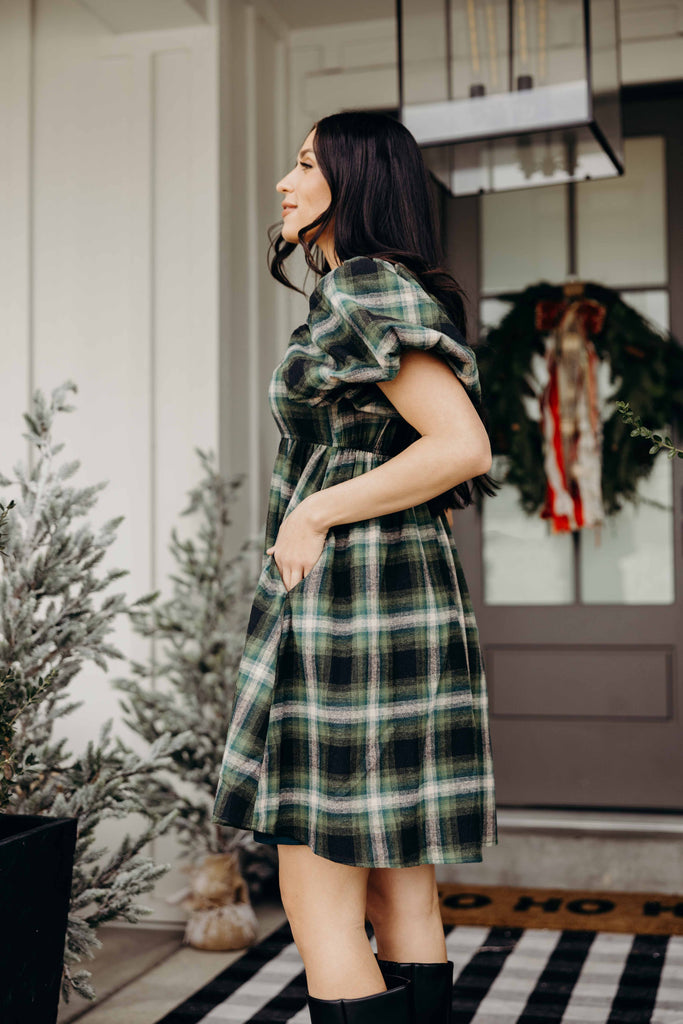 The Tatum Dress in Pine Check