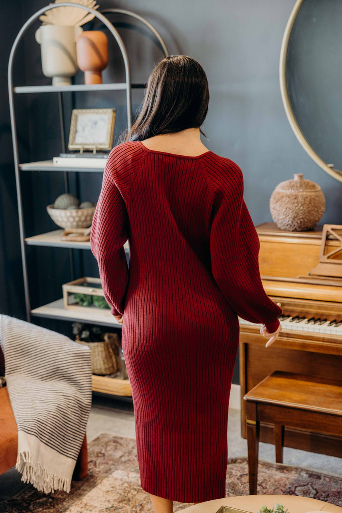 The Romee Sweater Dress in Rhubarb