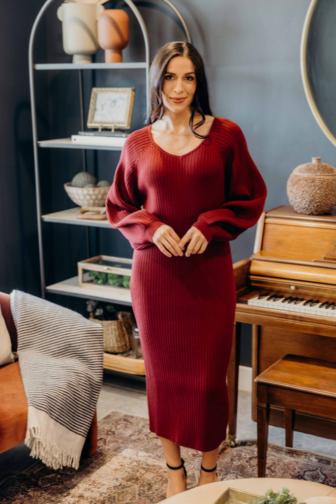 The Romee Sweater Dress in Rhubarb