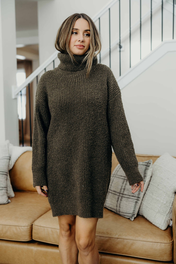 The Verity Sweater Dress in Cedar Green
