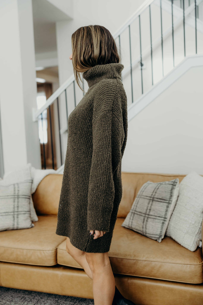 The Verity Sweater Dress in Cedar Green