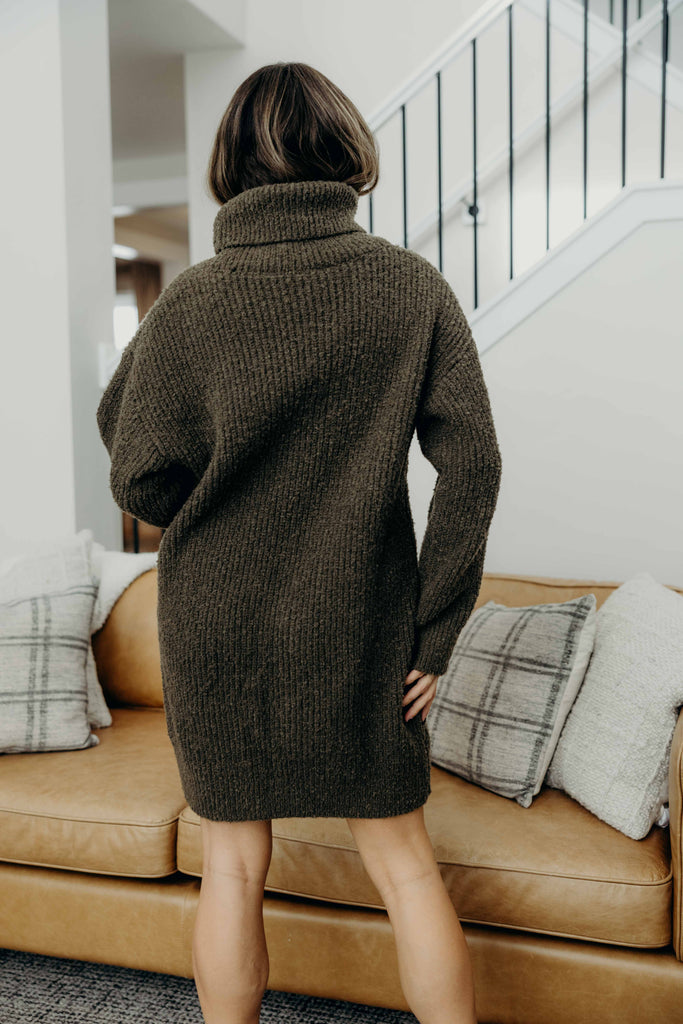 The Verity Sweater Dress in Cedar Green