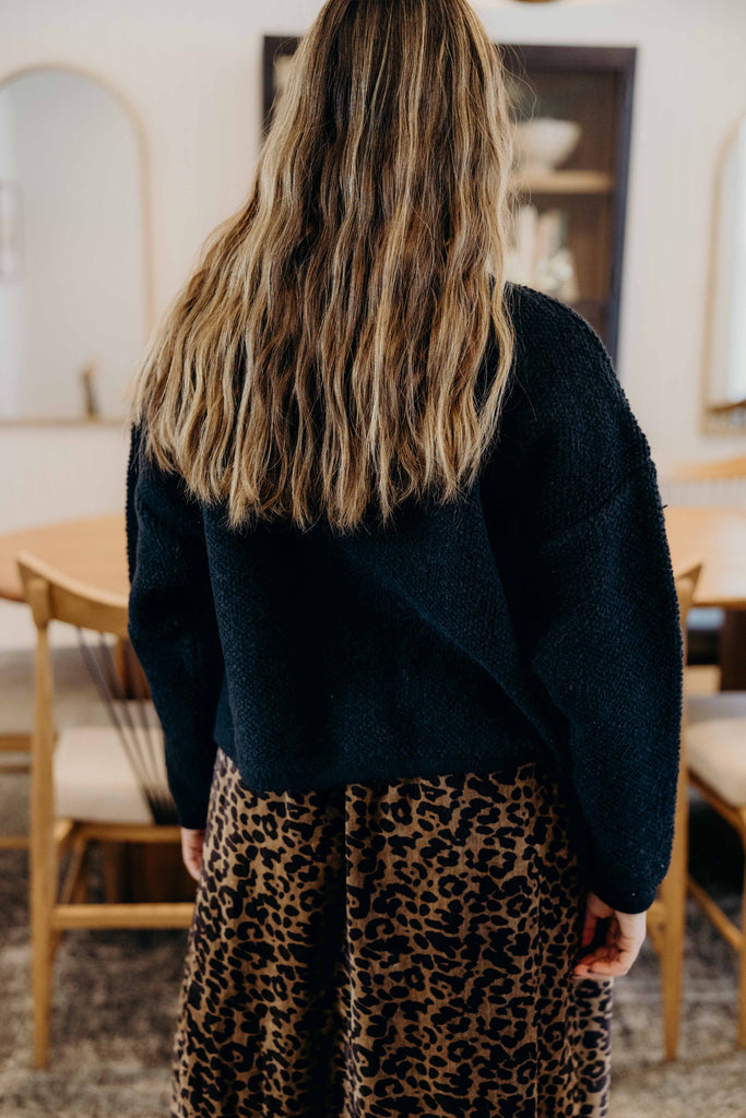 Button Front Cardi in Black