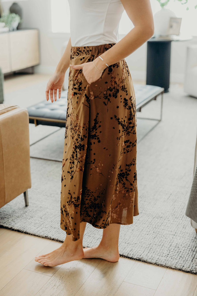 Midi Slip Skirt in Luxe Blossom