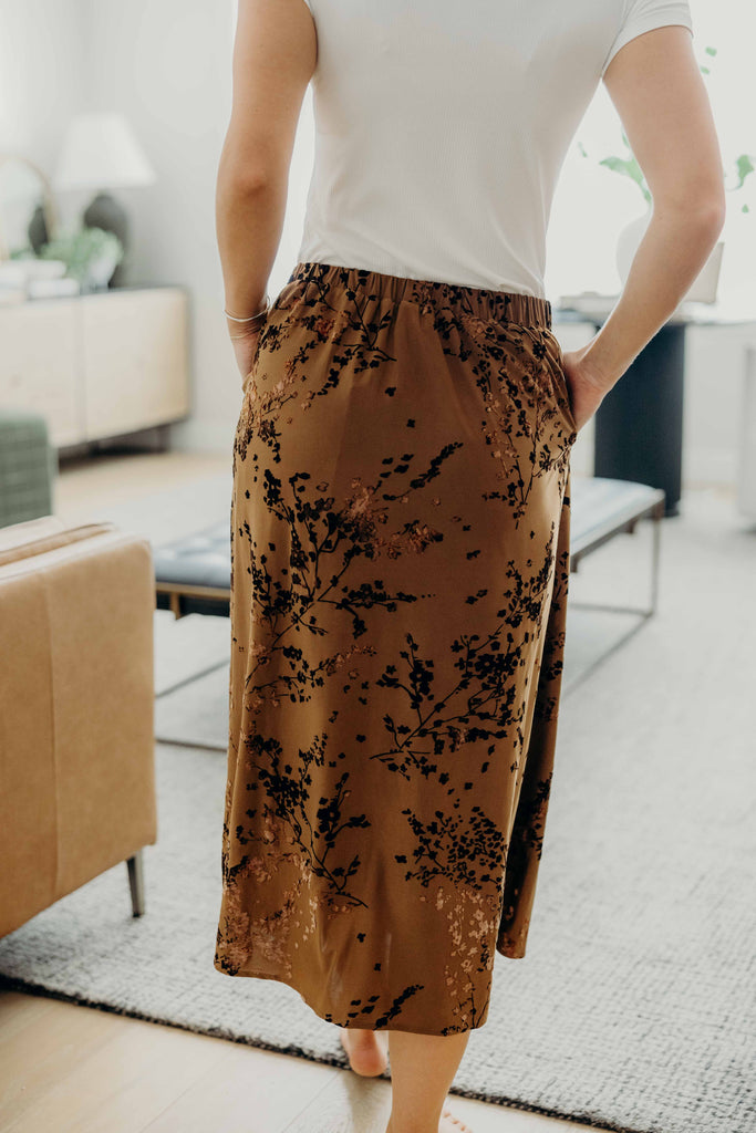 Midi Slip Skirt in Luxe Blossom
