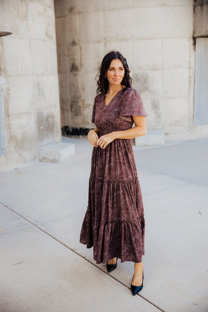 The Eden Maxi Dress in Cocoa Ditsy