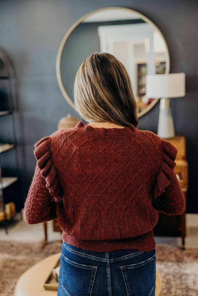 Crochet Cardigan in Bordeaux