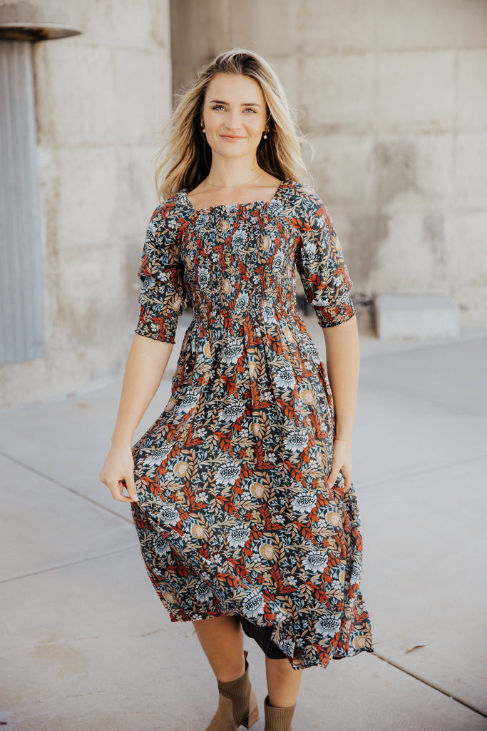 The Pepper Midi Dress in Rustic Harvest