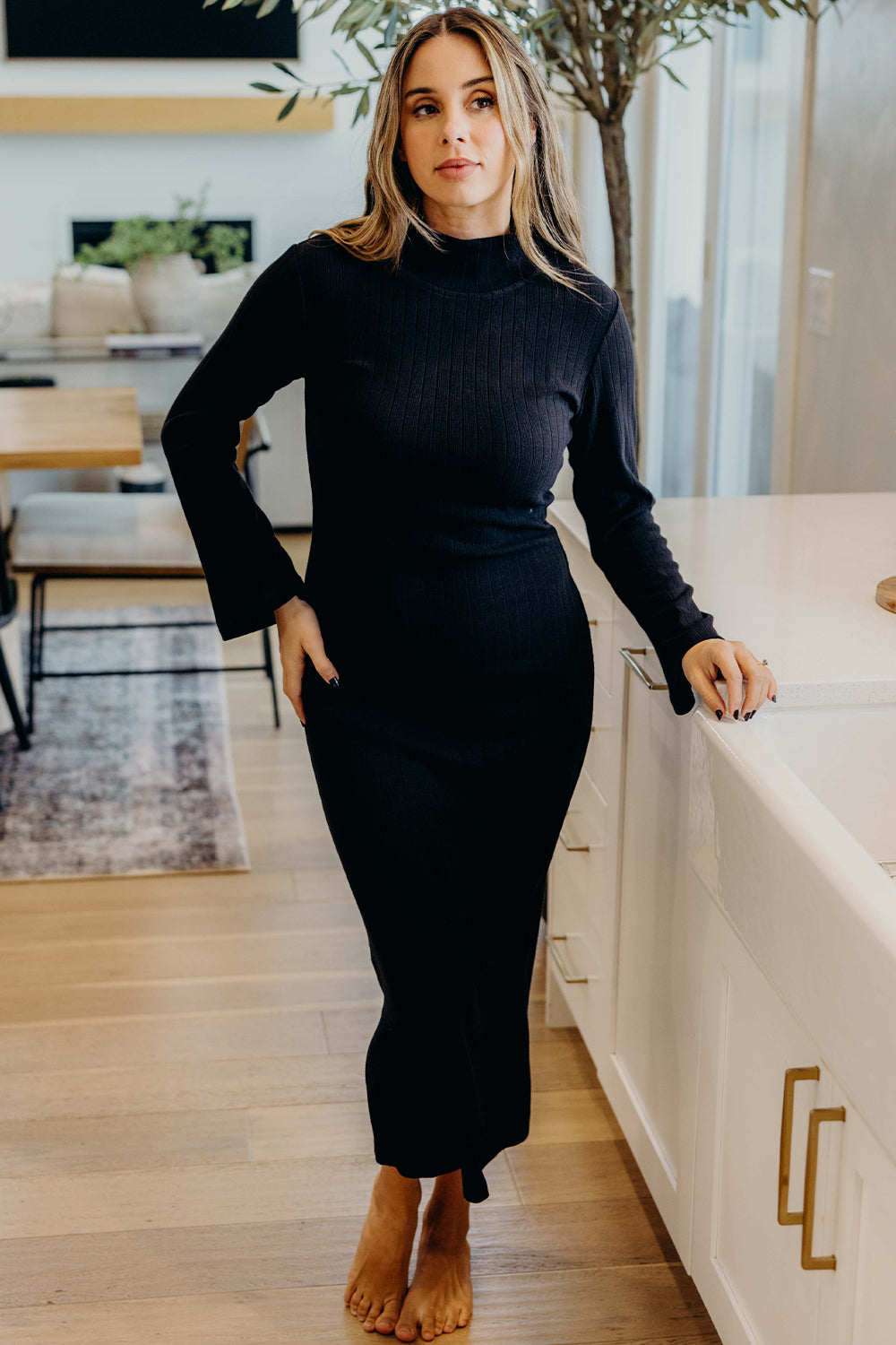The Boston Sweater Dress in Black S The Boston Sweater Dress in Black S