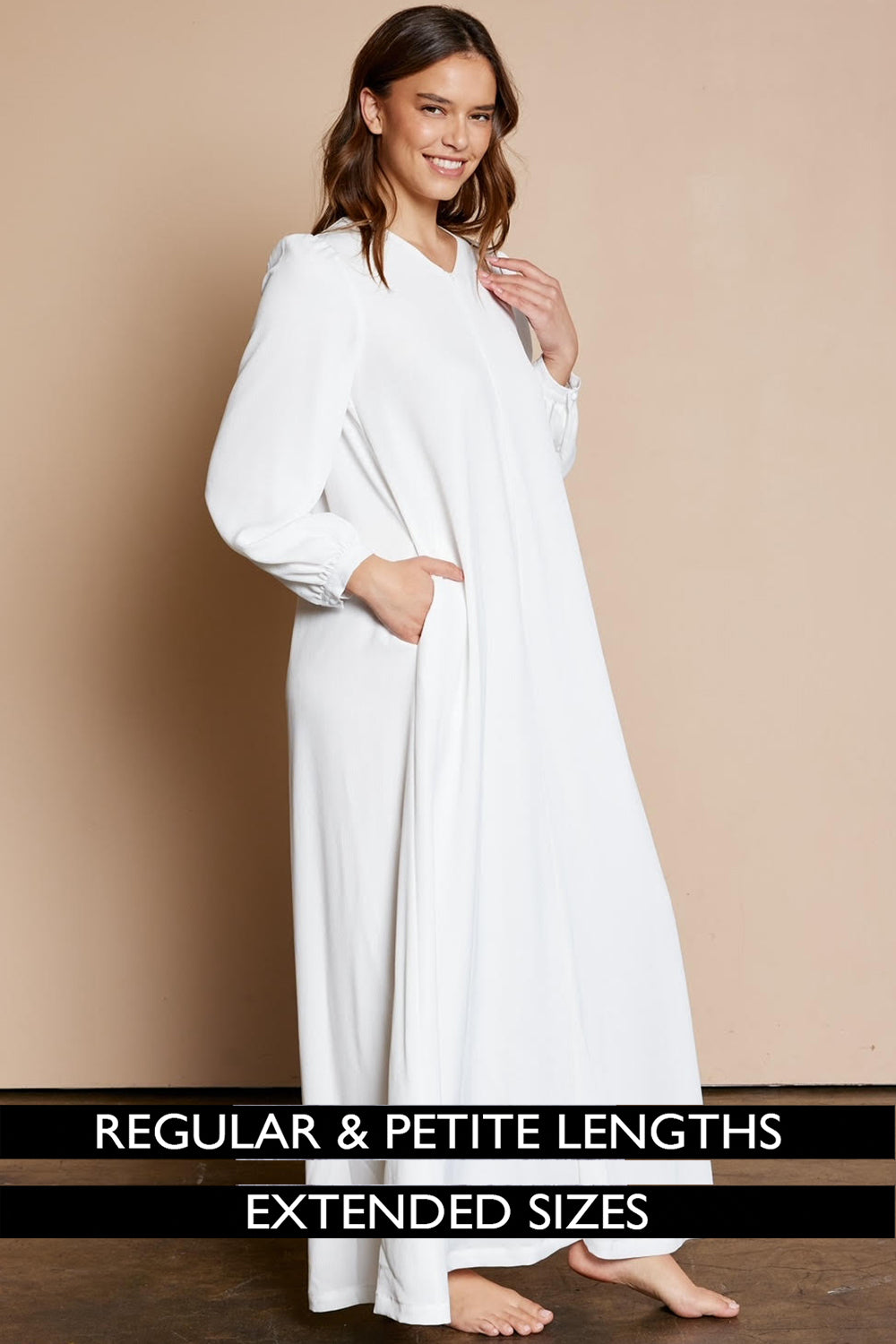 The Eva Front Zip Temple Dress in White