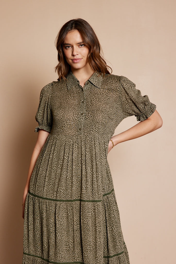 The Marielle Button Down Tiered Dress