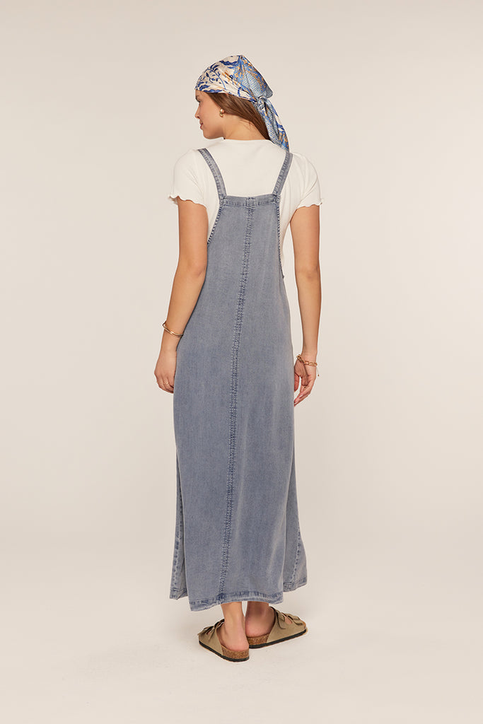 The Brenna Washed Lyocell Overall Dress Denim