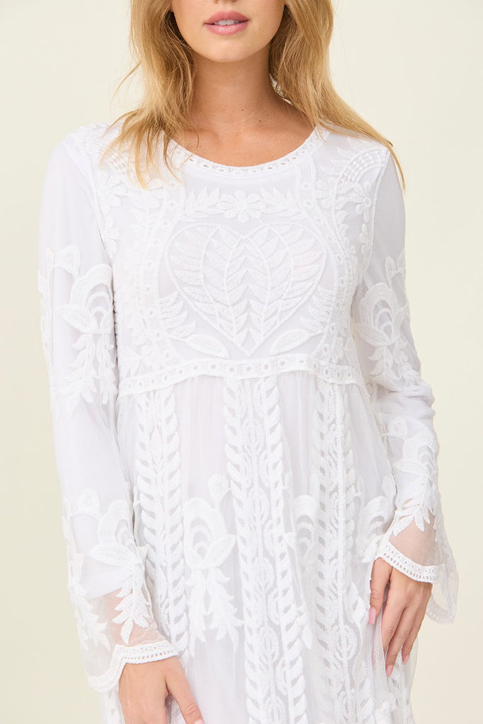 The Lydia Lace Temple Dress in White