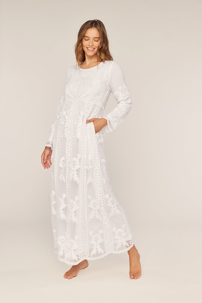 The Lydia Lace Temple Dress in White The Lydia Lace Temple Dress in White