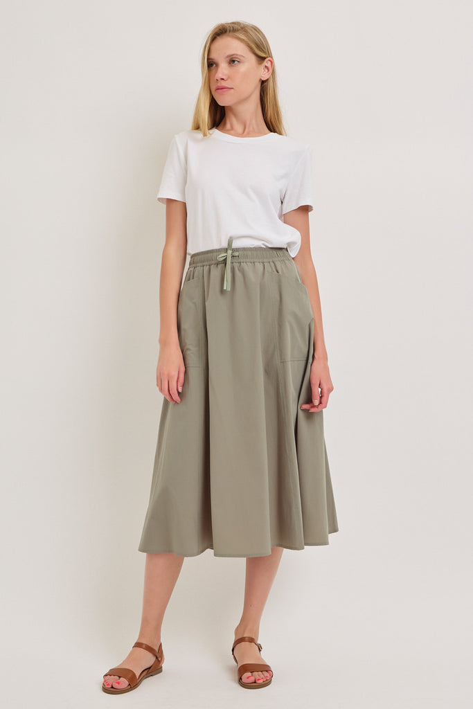 The Marge Flare Skirt in Light Olive