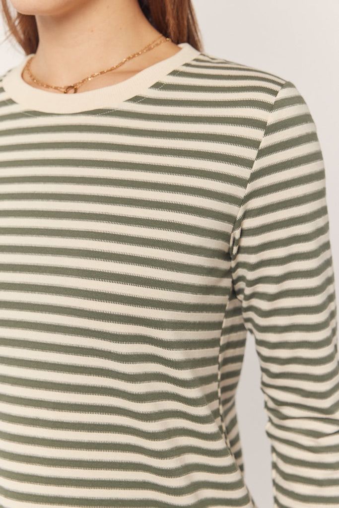 The Lindy Stripe Knit Top in Olive