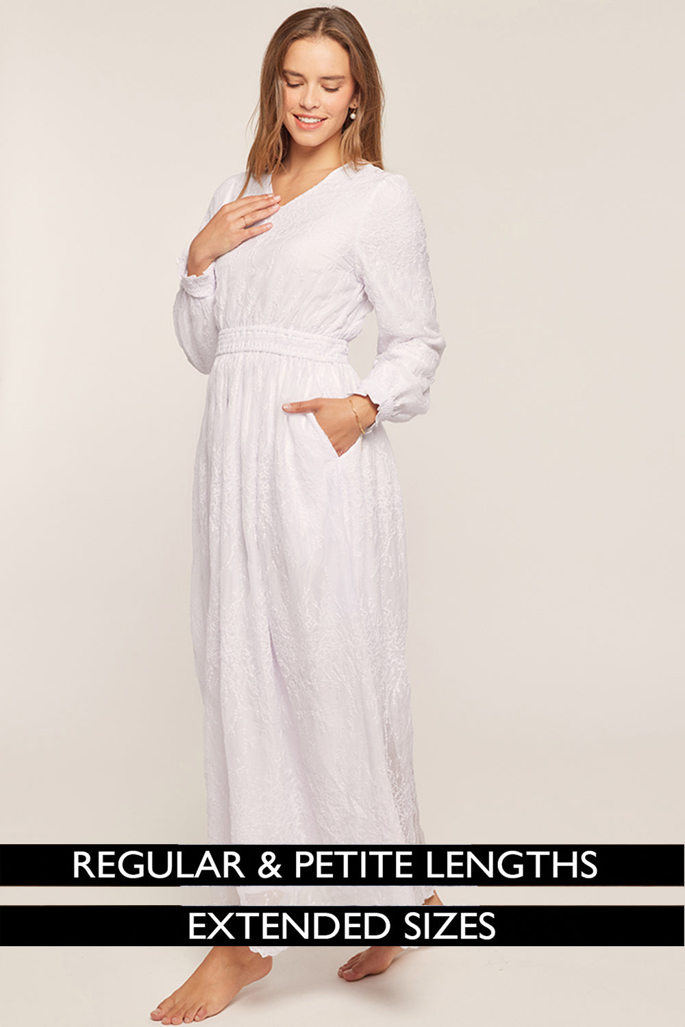 kylie long sleeve dress KYLIE MAXI DRESS WITH RUFFLE SLEEVES IN WHITE