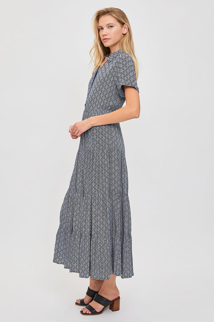 The Marilee Button Down Maxi Dress in Navy