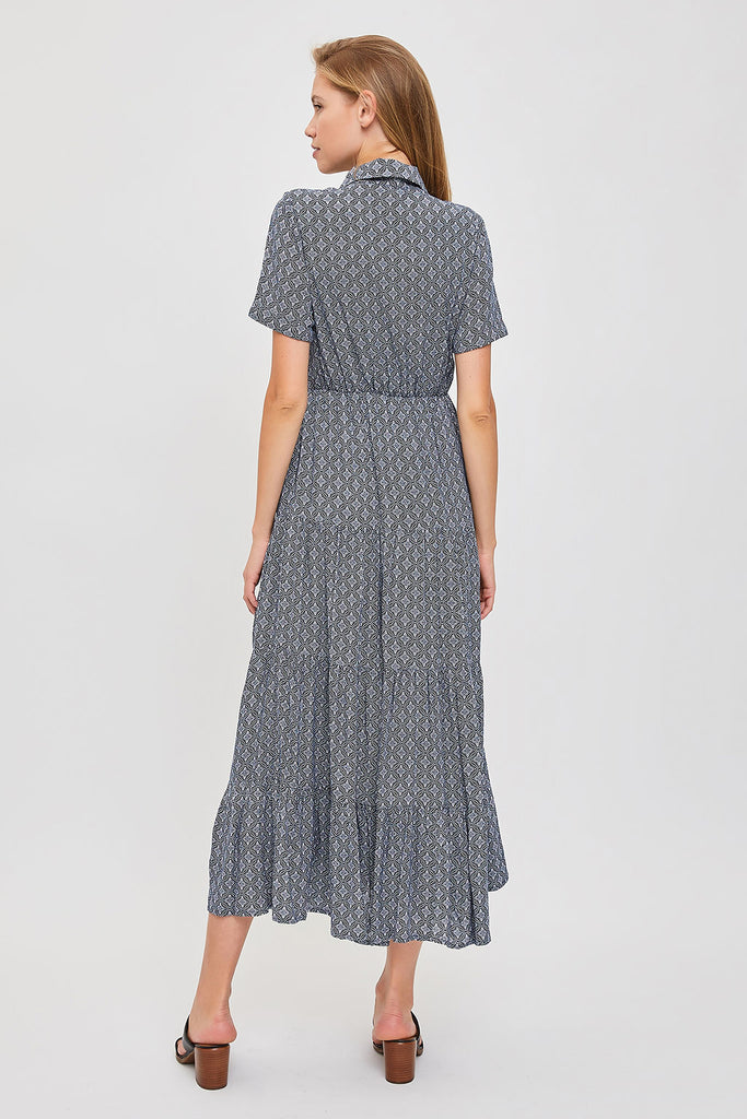 The Marilee Button Down Maxi Dress in Navy