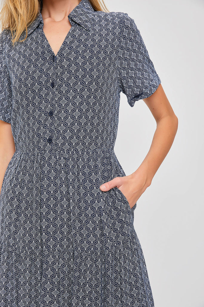 The Marilee Button Down Maxi Dress in Navy