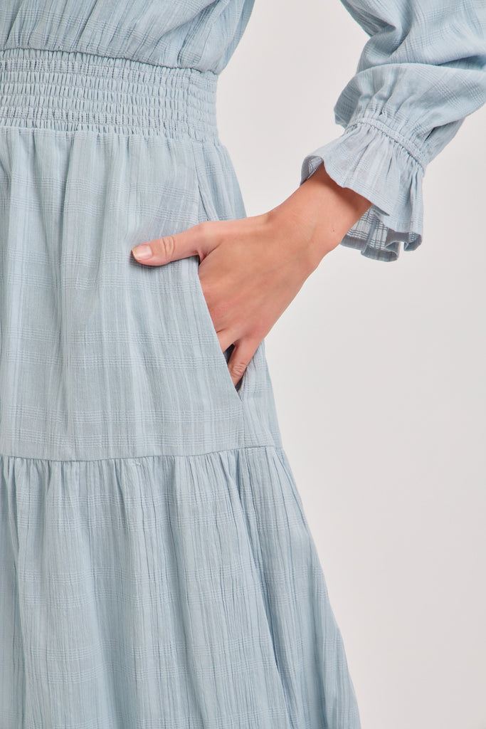 The Camille Smocked Dress in Blue