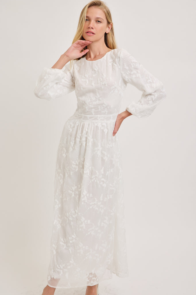 The Elisabeth Lace Temple Dress in Creamy White