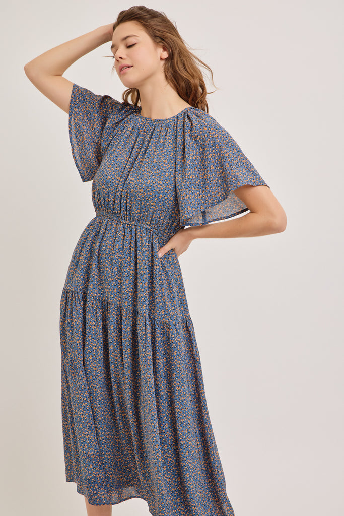 The Moira Maxi Dress in Teal Blue