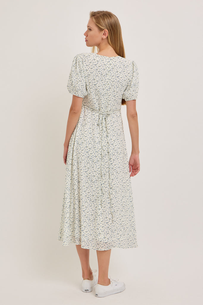 The Margie Midi Dress in Ivory/Blue